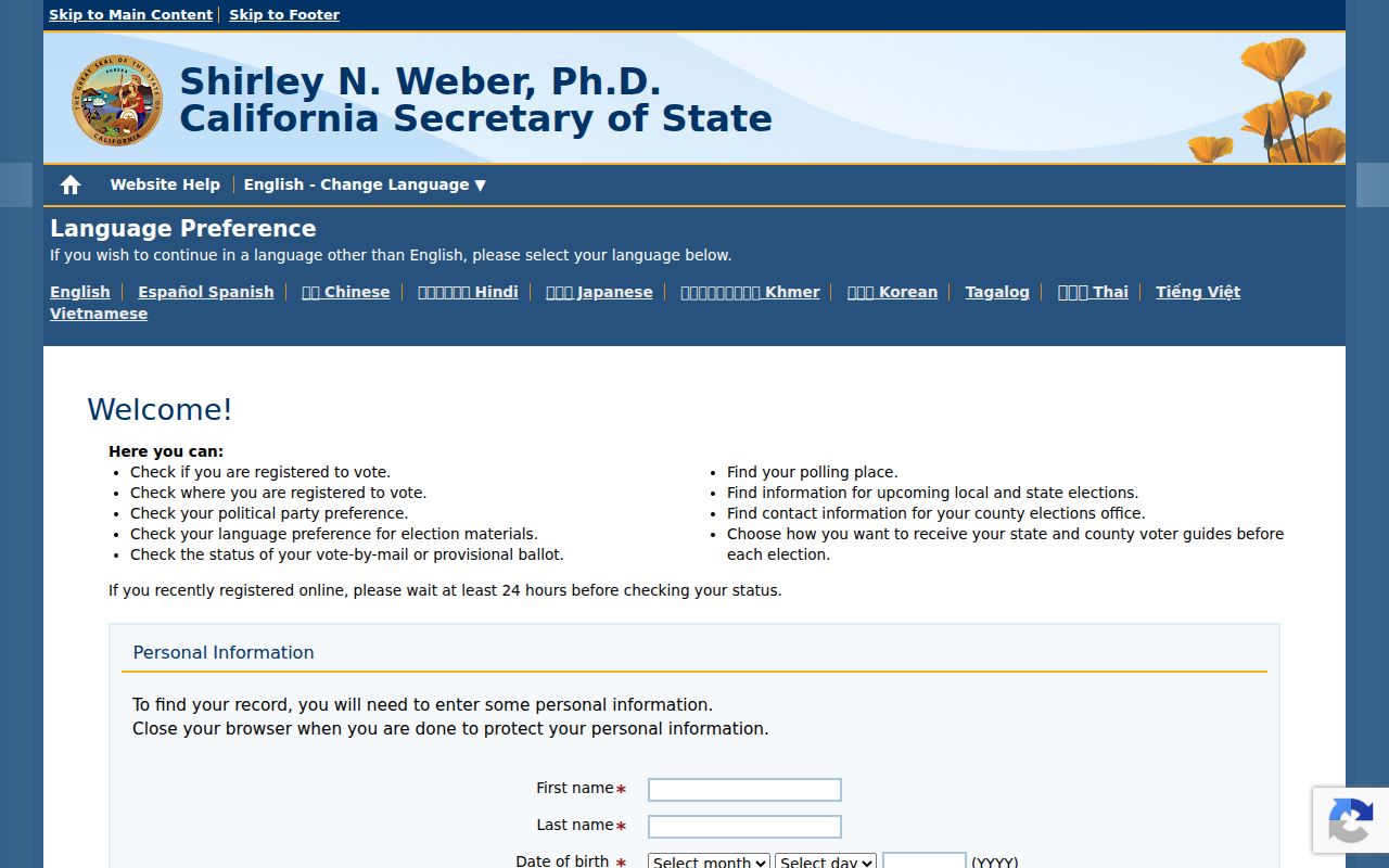 Carlsbad people search California My Voter Status lookup