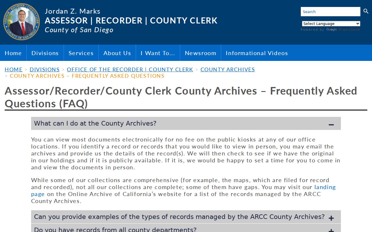 Carlsbad people search County Archives kiosk coverage
